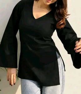 Black Flared Sleeve Kurta(Will get stockout soon)