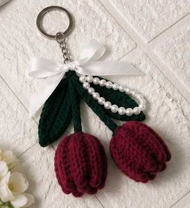 Handmade Cherry Keychain with Pearls