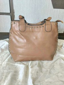 Studded Faux Leather Tote Bag