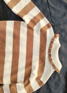 Striped Knit Sweater with Bow Detail