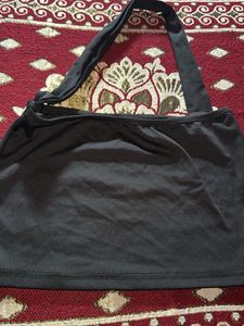 Black Halter Neck Blouse with skirt