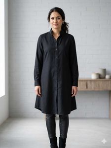 Elegant Black Button-Up Tunic Top
