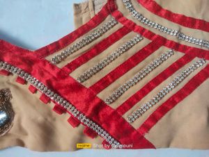 Cream&amp;Red Combination Blouse