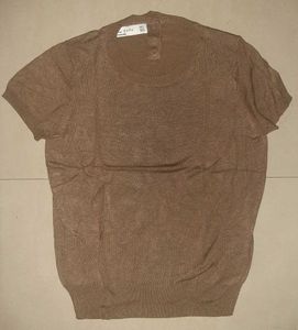 ZARA Mocha-Brown Fine-Knit Top — Rare-to-Find