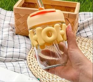 New Cute Glass Straw Cup Bottle