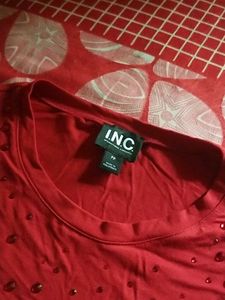 INC Red Embellished Top