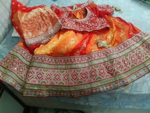 Orange Embroidered Lehenga Set
