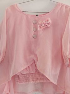 Pink Chikankari Kurta with Floral Detail