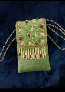 Embellished Velvet Clutch Bag