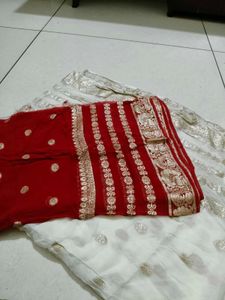 Elegant White Saree with Gold Border