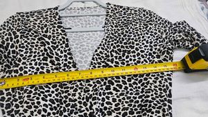 Leopard Print Wrap Dress Above knee length