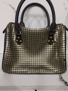 Unique Sequin &amp; Leather Handbag