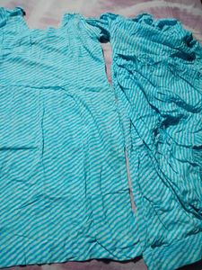Blue Striped Kurta Set with Patiala Pants