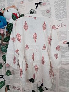 Red &amp; White Printed Kurta
