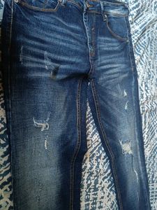 Blue Washed Ripped Denim