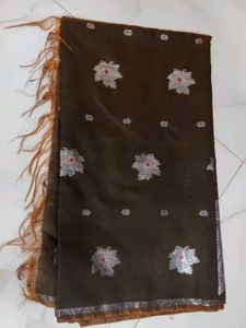Silver Zari Silk Saree