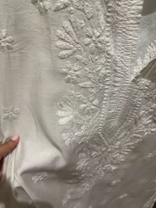 Elegant White Embroidered Modal Kurta Set