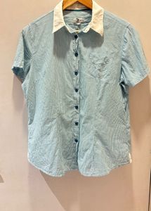 Striped Short Sleeve Button-Up Shirt
