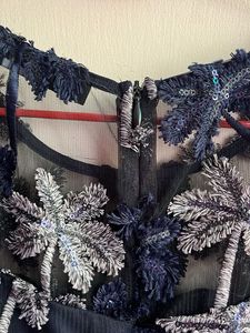 Elegant Navy Blue Embellished Gown