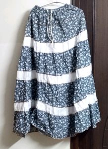 Cotton White N Black Skirt