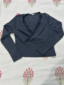 Ribbed Lace Trim Wrap Top