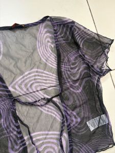 Sheer Swirl Print Tying Top