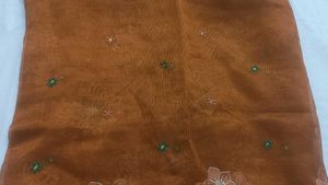 Elegant Brown Embroidered Saree