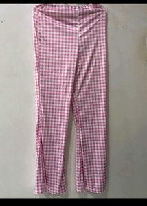 Pink Gingham Flare Pants
