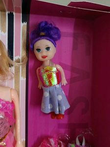 Vintage Barbie Doll - Pink Dress With Baby