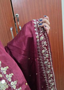 Maroon Embroidered Kurta Set
