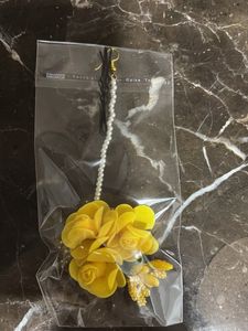 Yellow Floral Maang Tikka with hair pin to fix