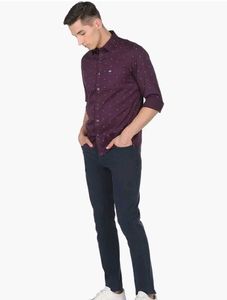 Men's Patterned Burgundy Shirt