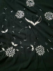 Elegant Black Abaya with Silver Embroidery