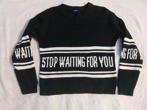 Black Graphic Print Sweater