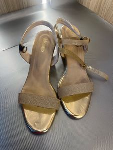 Sparkling Gold Wedge Sandals