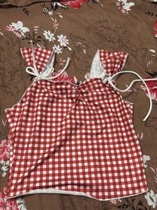 Red Gingham  Top with Tie Straps
