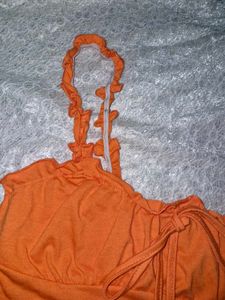 Cute Orange Ruffle Crop Top