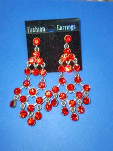 Dark Orange Silver Earrings