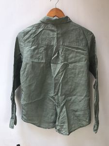 H&amp;M Olive Green Linen Women Shirt