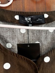 Chic Brown Polka Dot Puff Sleeve Top