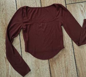 Savana Stylish Square Neck Long Sleeve Top