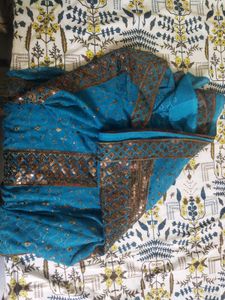 Elegant Blue Sequined Saree