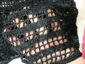 Black Stone Beaded Fancy Top For Party Wear