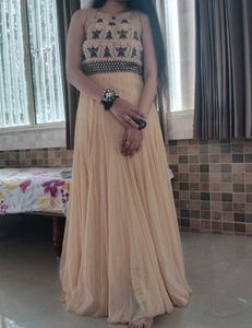 golden anarkali gown