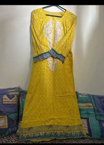 Vibrant Yellow Embroidered Kurta Set with Dupatta
