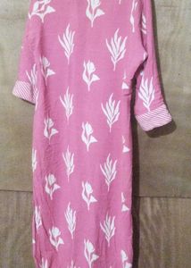 Pink Floral Print women's Long kurta