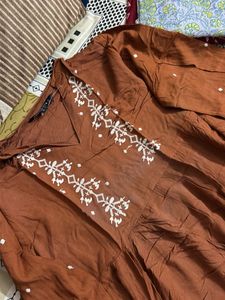 Embroidered Brown Kurta