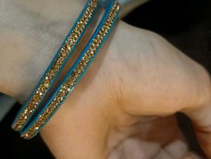 Stunning Teal &amp; Gold Bangles