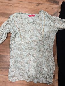 Light Blue Paisley Print Kurta with Black Pants