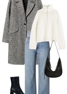 Chic Herringbone Wool Coat🩶🌸